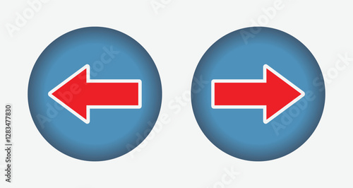 Free Download Collection of left and right red arrow sign vector icons with flat style glossy concept. Vector illustration - GFXLoad