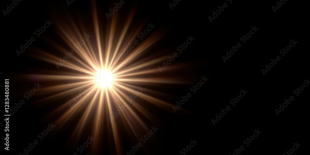 Intense dramatic lighting from a sun rays overlay on a black background Intense dramatic lighting from a sun rays overlay on a black background