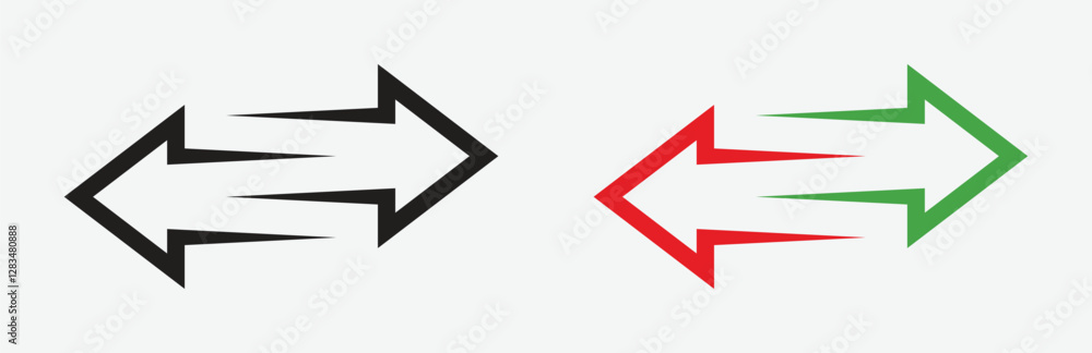 Collection of vector icons of left and right arrows in flat outline style. Vector illustration Collection of vector icons of left and right arrows in flat outline style. Vector illustration