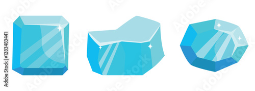 Set Isolated ice elements winter vector. Ice elements on white background. Template in cartoon style