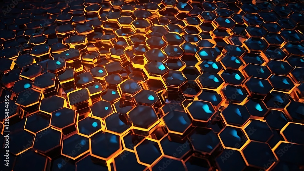 Glowing Digital Hexagon Abstract Background – Futuristic Tech Design Glowing Digital Hexagon Abstract Background – Futuristic Tech Design