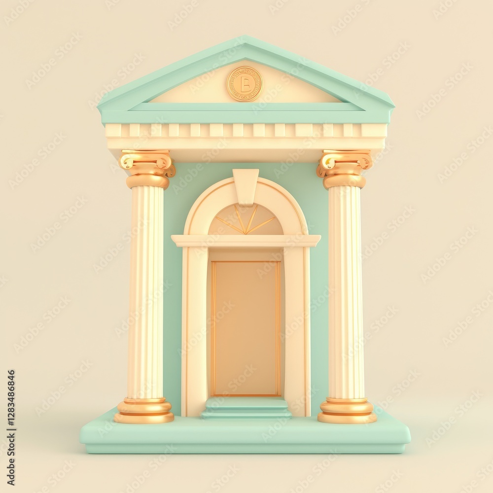 Fototapeta premium A stylized architectural rendering of a bank building
