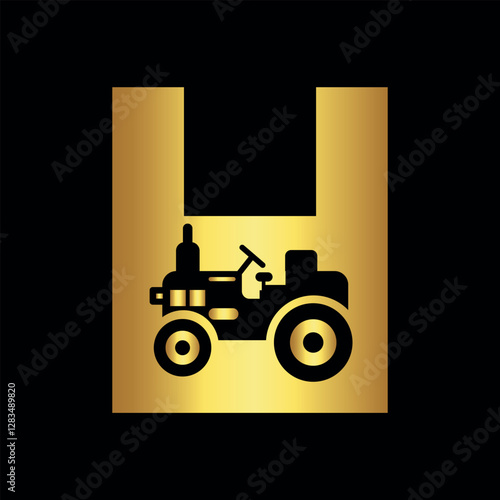 Tractor Logo combine with letter H vector template