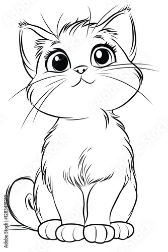 Adorable cat coloring page for relaxation and fun! Perfect for kids and adults, great for mindfulness, stress relief, and creative activities.