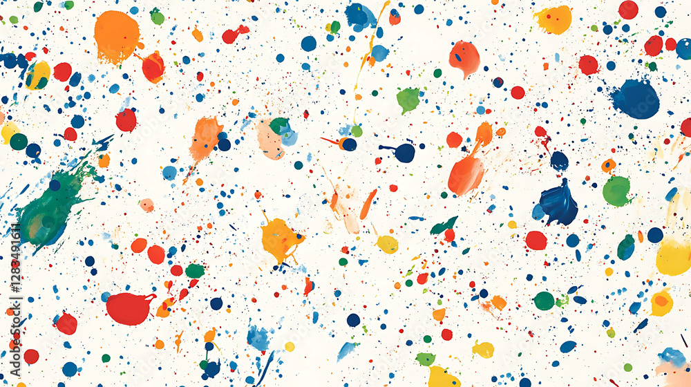 Colorful splatter effects on a clean white canvas Colorful splatter effects on a clean white canvas