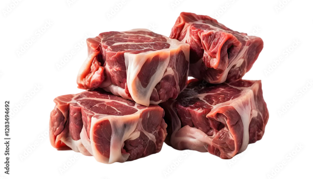 Fresh uncooked ox tail portions on transparent background Fresh uncooked ox tail portions on transparent background