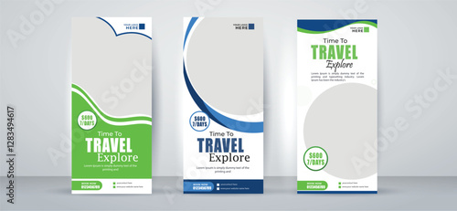 Creative Tour and Travel roll up or X banner design template