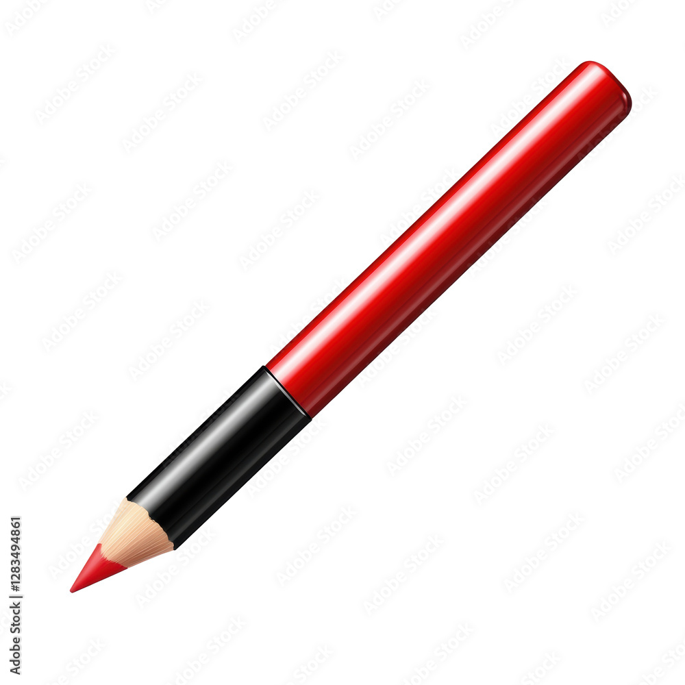 Red pencil in a simple artistic setting on a white background Red pencil in a simple artistic setting on a white background