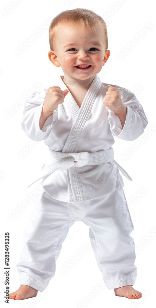 PNG A Young cute English baby boy karate photo white. PNG A Young cute English baby boy karate photo white.