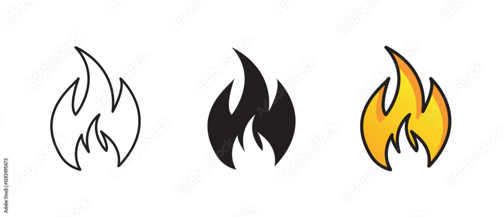 Fire flame icon. Burning symbol. Fireball sign. Energy illustration isolated. Fire flame icon. Burning symbol. Fireball sign. Energy illustration isolated.