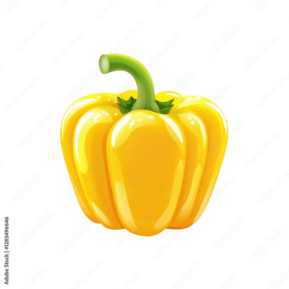 Bright yellow bell pepper displays smooth texture and vibrant color Bright yellow bell pepper displays smooth texture and vibrant color