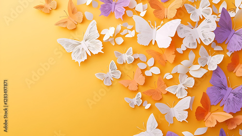 Spring-Themed Butterfly Cutouts in a Whimsical Paper Craft Scene
