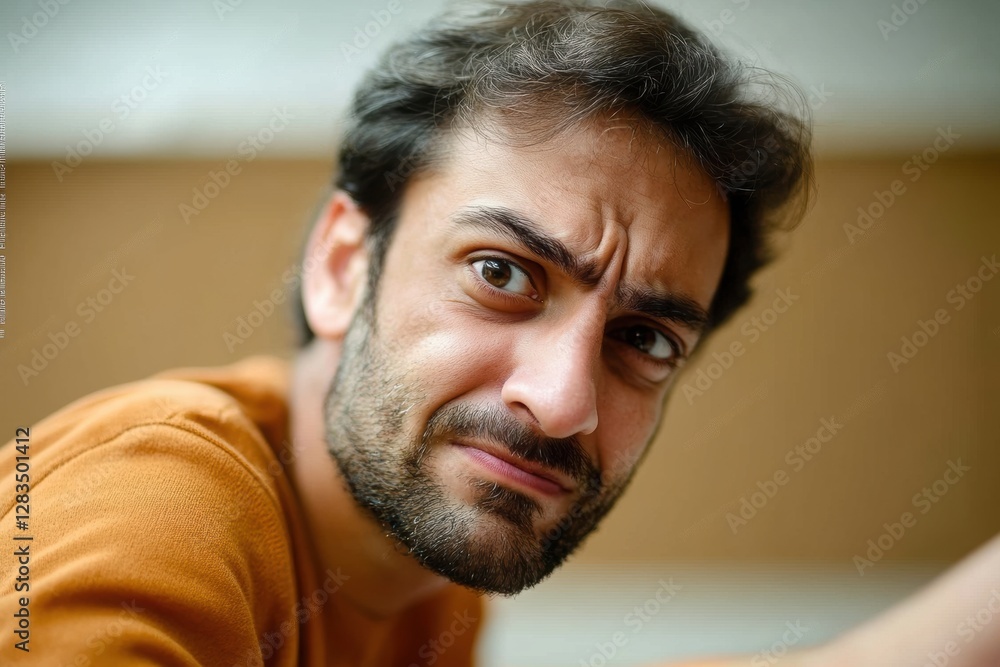 Fototapeta premium Displeased facial expression due to project failure.