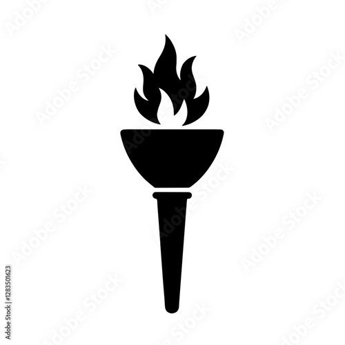 Minimalist black silhouette of a torch symbolizing knowledge and enlightenment