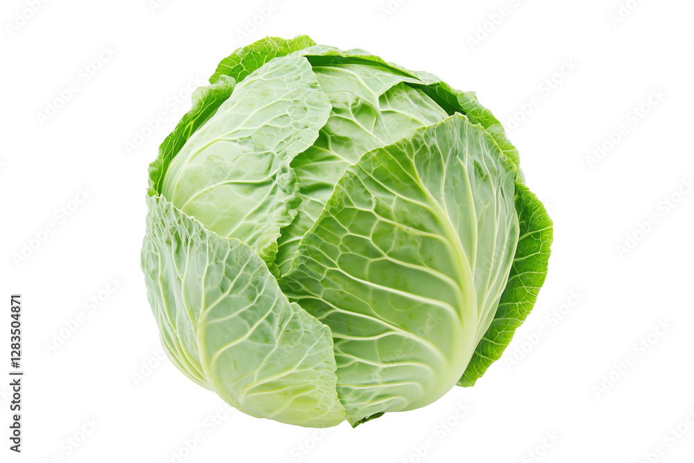 Whole green savoy cabbage with textured crinkled leaves isolated on transparent background. Concept of fresh organic vegetables and healthy eating Whole green savoy cabbage with textured crinkled leaves isolated on transparent background. Concept of fresh organic vegetables and healthy eating