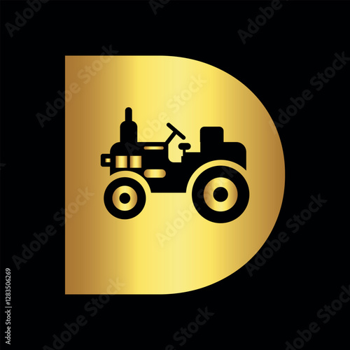 Tractor Logo combine with letter D vector template