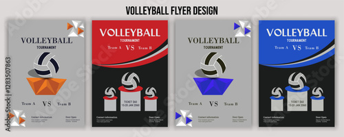 Volleyball charity tournament flyer design. Championship posters featuring a volleyball ball vector Volleyball tournament posters, flyer with volleyball ball vintage flyer prize, championship, and com