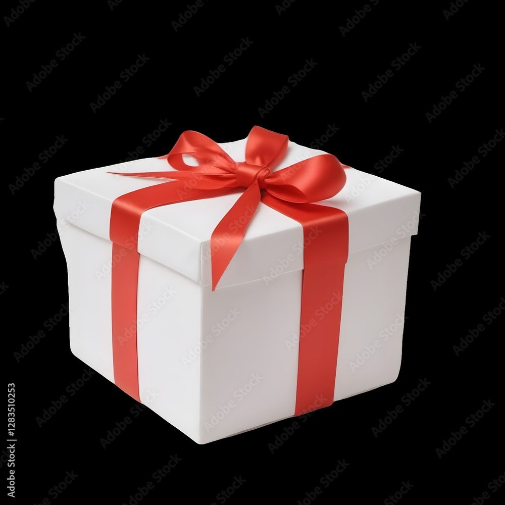 Fototapeta premium red gift box with ribbon on black background