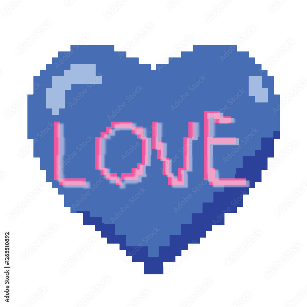 Fototapeta premium Shiny blue pixelated heart with 
