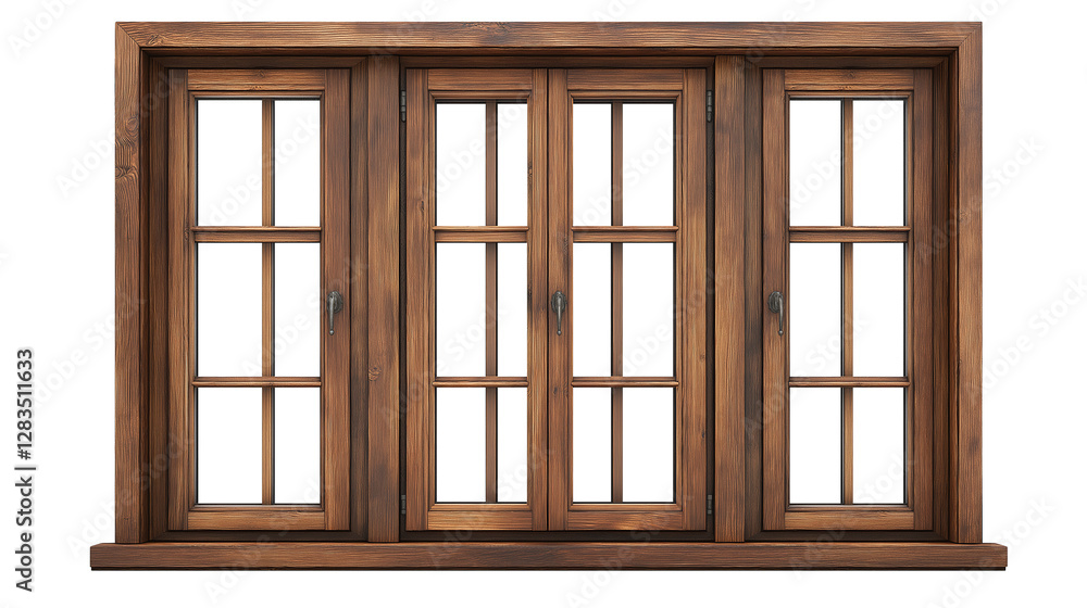 Wooden window isolated on white and transparent background, cut out png Wooden window isolated on white and transparent background, cut out png