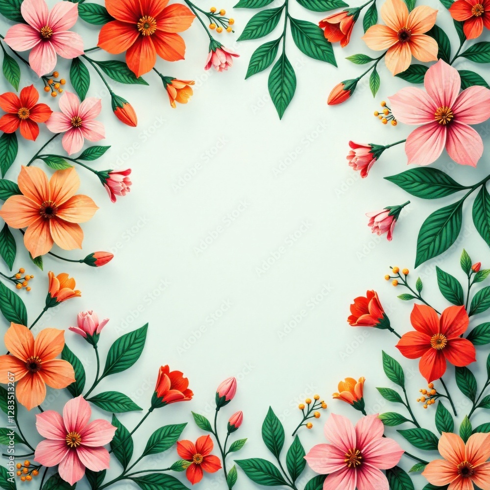 Obraz premium Floral seamless background with blooming flowers and greenery, floral pattern, flora , organic