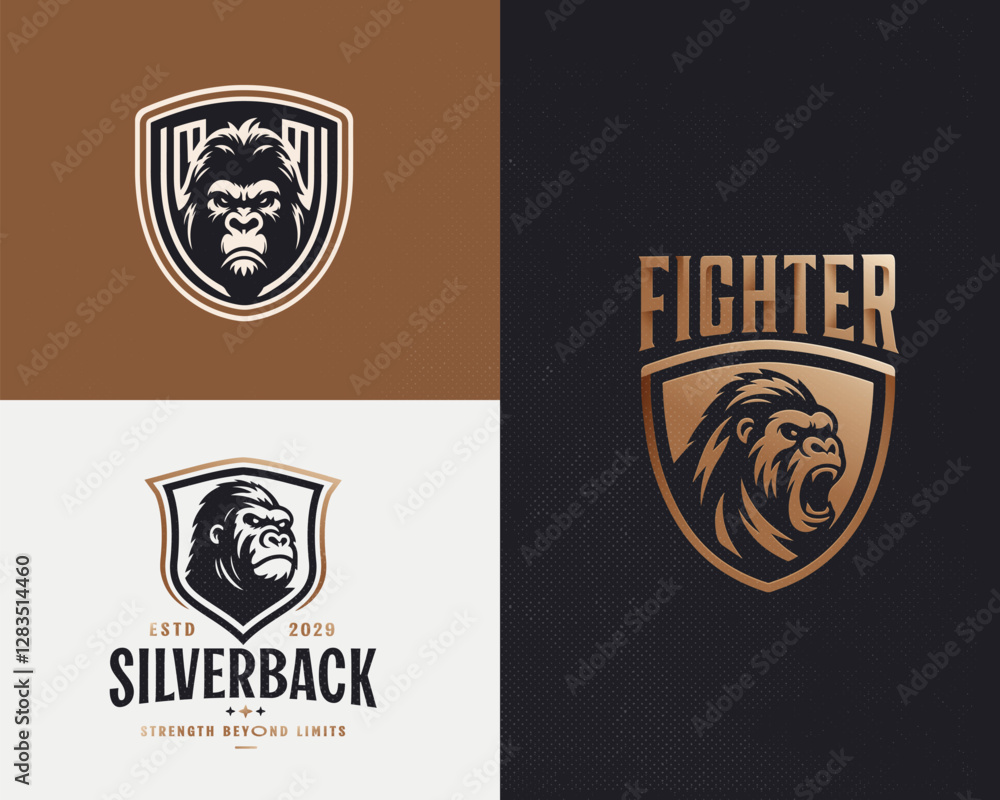 Fototapeta premium King kong angry gorilla emblem logo template for team sport