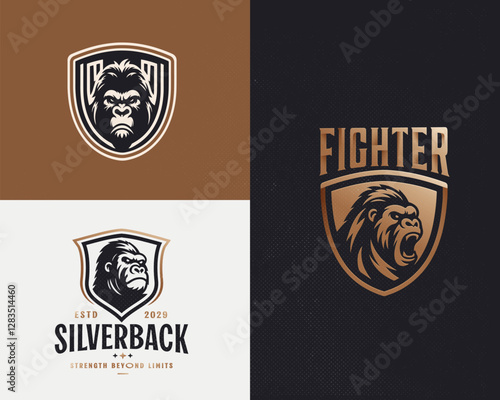 King kong angry gorilla emblem logo template for team sport photo