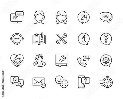 Help and Customer Support related line icon set. - Editable stroke, Pixel perfect at 64x64
