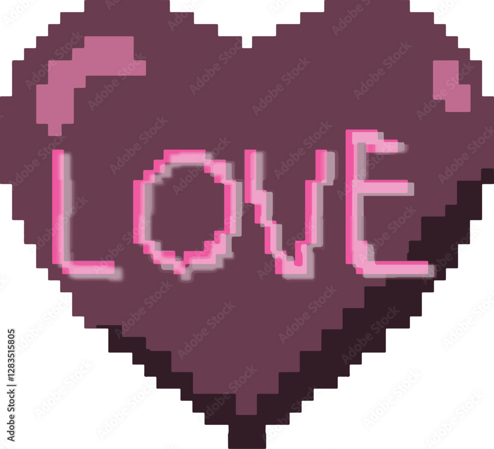 Fototapeta premium Retro pixel art heart icon with