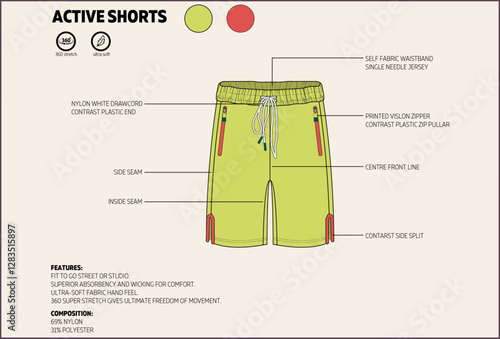 Neon Sports Shorts Tech Pack