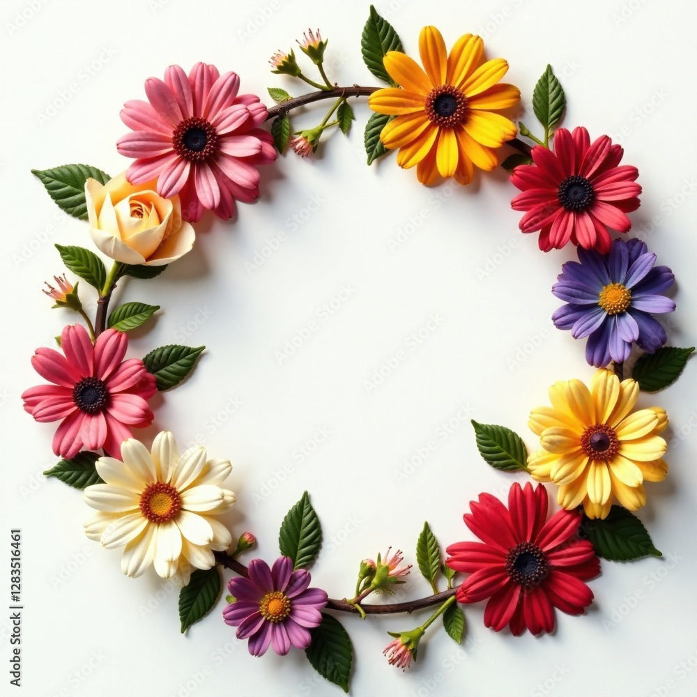 Fototapeta premium Floral wreath made of vintage flowers, floral wreath, floral design, floral arrangement