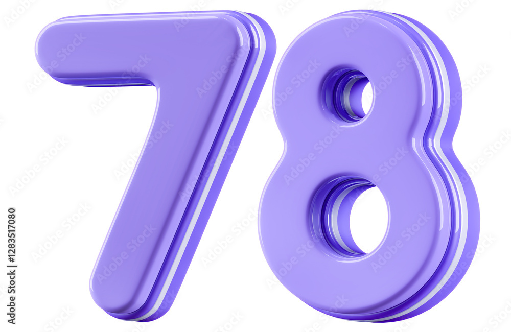 3D Glossy Purple Number 78 3D Glossy Purple Number 78