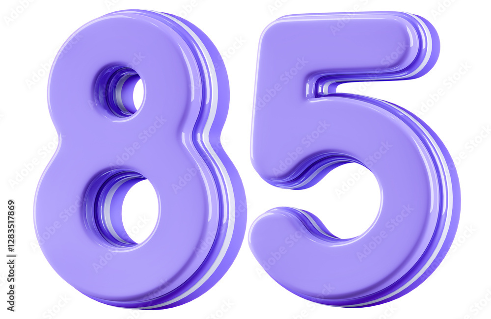 3D Glossy Purple Number 85