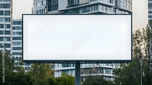 Wallpaper Mural Blank Billboard Against Modern Buildings and Green Trees Torontodigital.ca