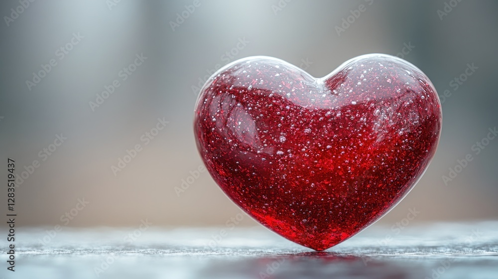 Fototapeta premium Red heart on weathered surface outdoors