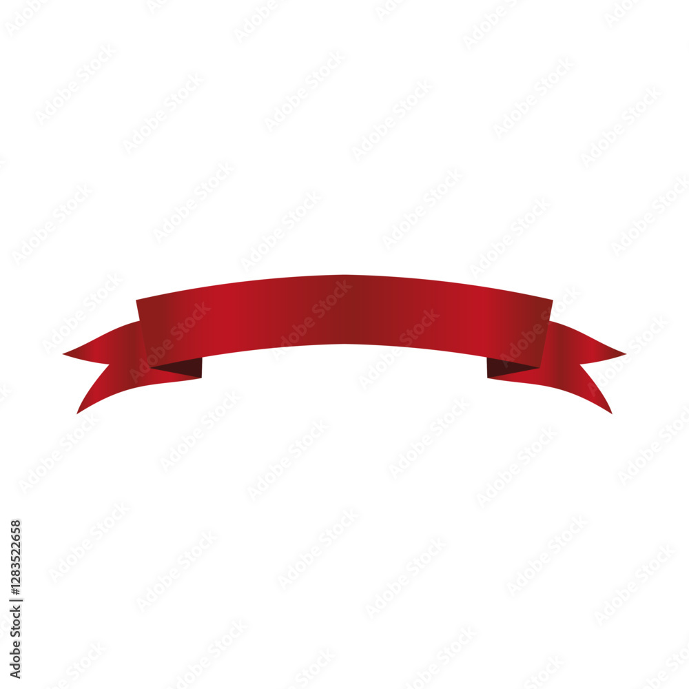 A banner with a red ribbon on a white background A banner with a red ribbon on a white background