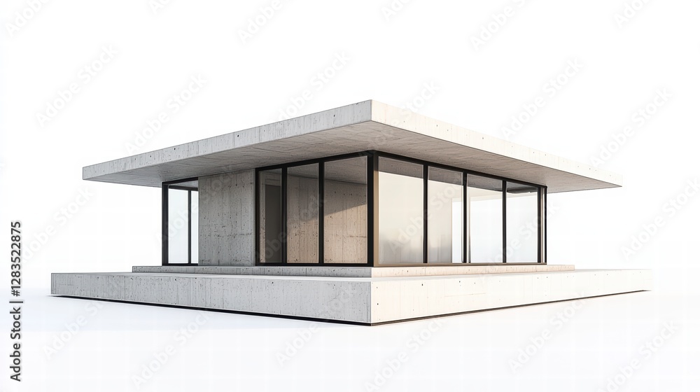 Modern Architectural Gem: A striking modern architectural design with sleek concrete structure and expansive glass windows, embodies minimalist aesthetics and contemporary elegance. Modern Architectural Gem: A striking modern architectural design with sleek concrete structure and expansive glass windows, embodies minimalist aesthetics and contemporary elegance.
