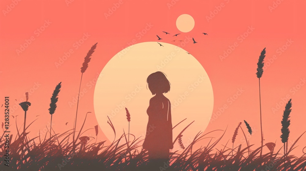 Young Woman Admiring the Enchanting Beauty of Nature Young Woman Admiring the Enchanting Beauty of Nature