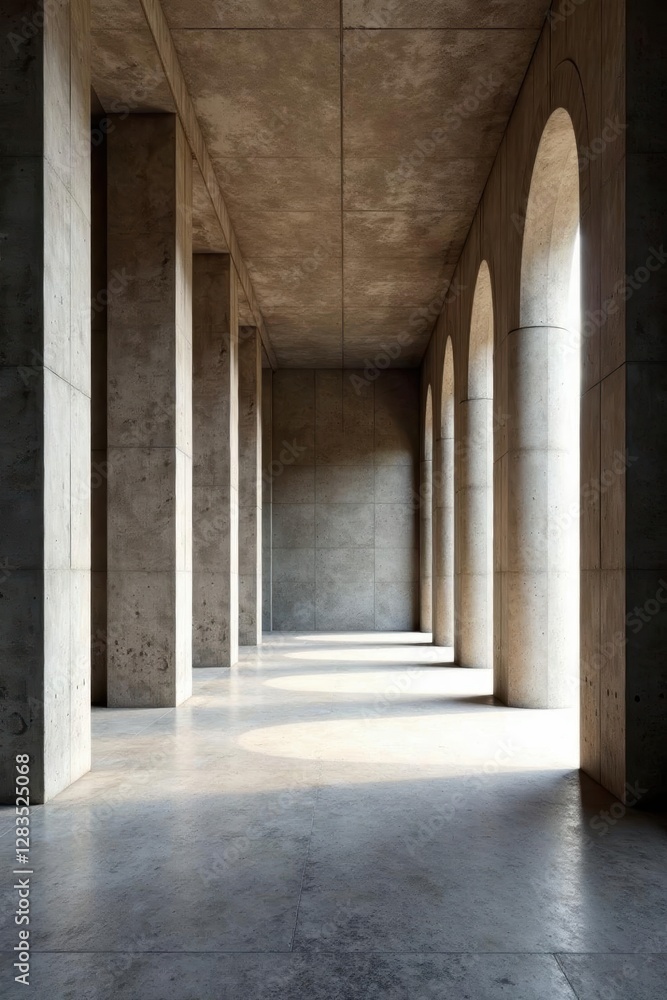 Obraz premium Raw concrete interior with imposing columns, high ceilings, image, texture
