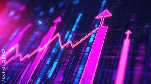 Wallpaper Mural Business graph showing rising risk levels with a fluctuating trend line and risk indicator arrows Torontodigital.ca