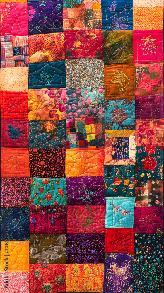 Vibrant Patchwork Quilt: A Tapestry of Harmony and Craftsmanship Vibrant Patchwork Quilt: A Tapestry of Harmony and Craftsmanship