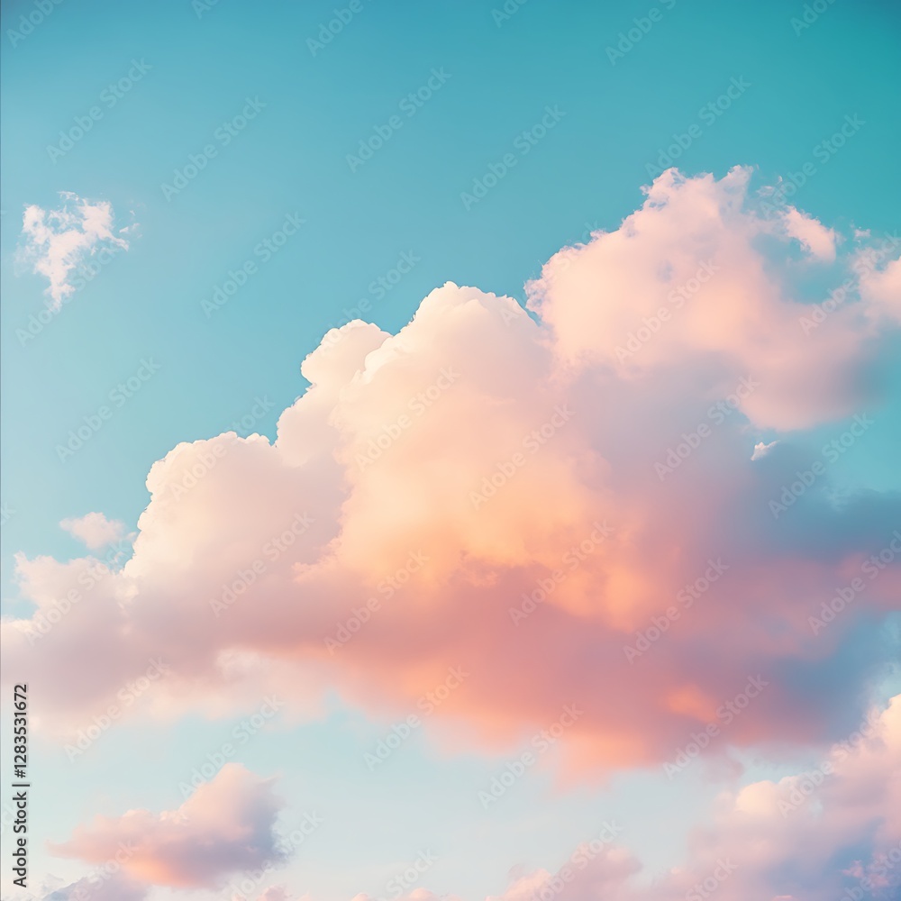 Obraz premium Pastel Sunset Sky Single Cloud Composition Soft