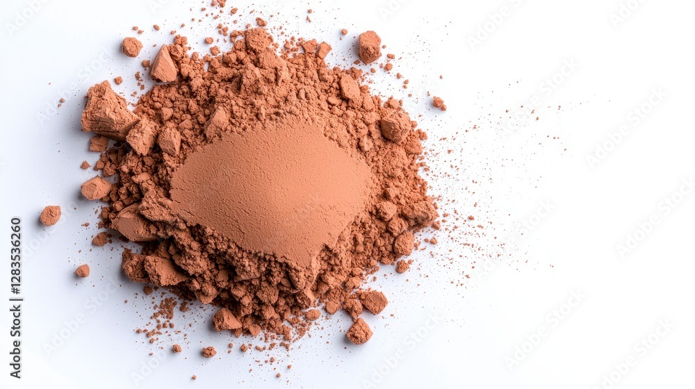 A light dusting of cocoa powder on a white background illustrating its richness and fine texture for culinary uses A light dusting of cocoa powder on a white background illustrating its richness and fine texture for culinary uses