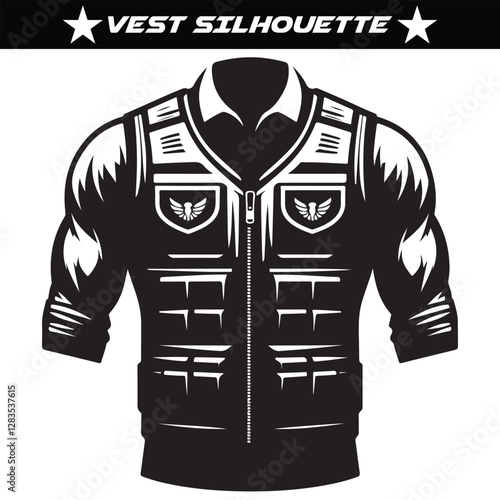 Silhouette of vest isolated on a solid white background