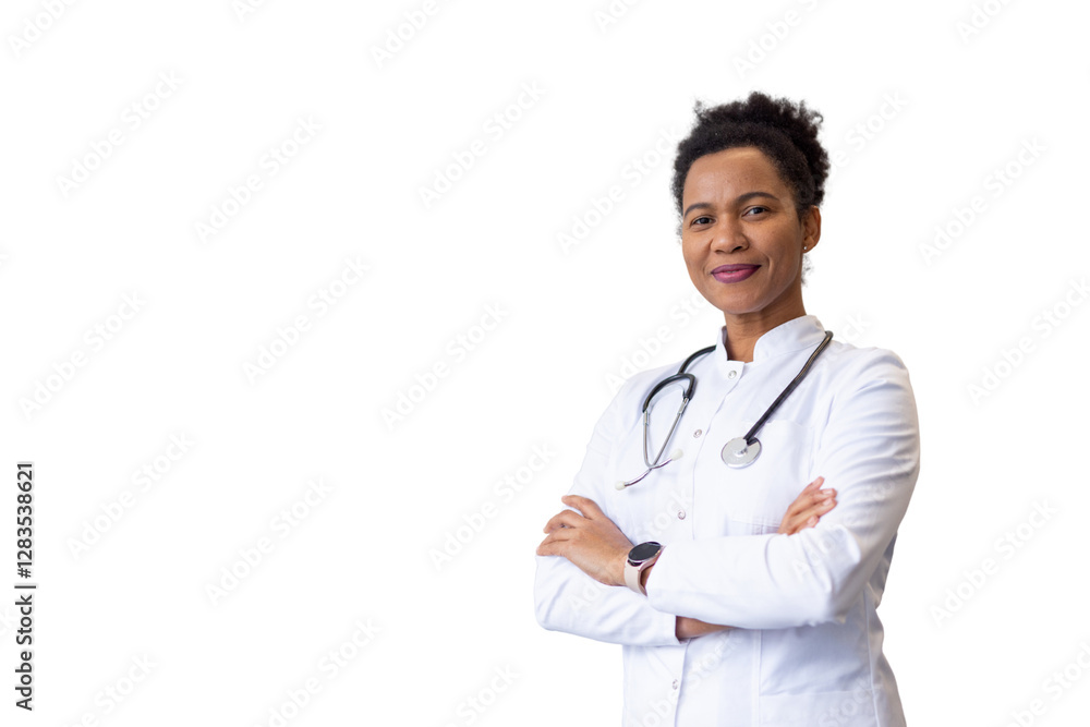 Experienced African American doctor looking confident Experienced African American doctor looking confident