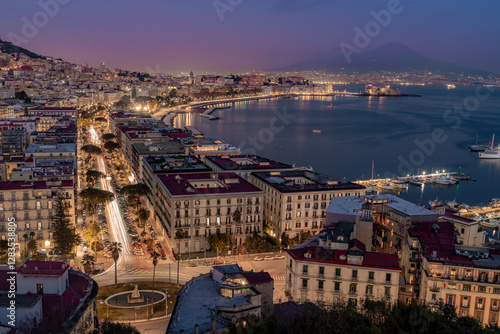 Fototapeta Naklejka Na Ścianę i Meble -  City View of Naples, Italy. Mount Vesuivio in the background.