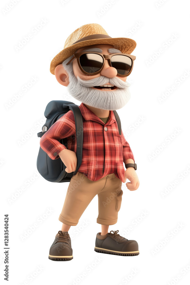Cartoon senior man is going on a travel isolated transparent PNG, man travel illustration- isolated design element Cartoon senior man is going on a travel isolated transparent PNG, man travel illustration- isolated design element