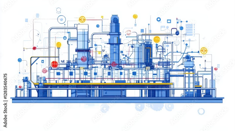 Obraz premium Optimize justintime workflow diagram industrial facility infographic digital process visualization