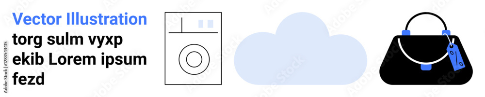 Minimal washing machine, cloud, and handbag design symbolizing innovation, connectivity, and style. Ideal for technology, storage, fashion, shopping lifestyle online services flat landing page Minimal washing machine, cloud, and handbag design symbolizing innovation, connectivity, and style. Ideal for technology, storage, fashion, shopping lifestyle online services flat landing page