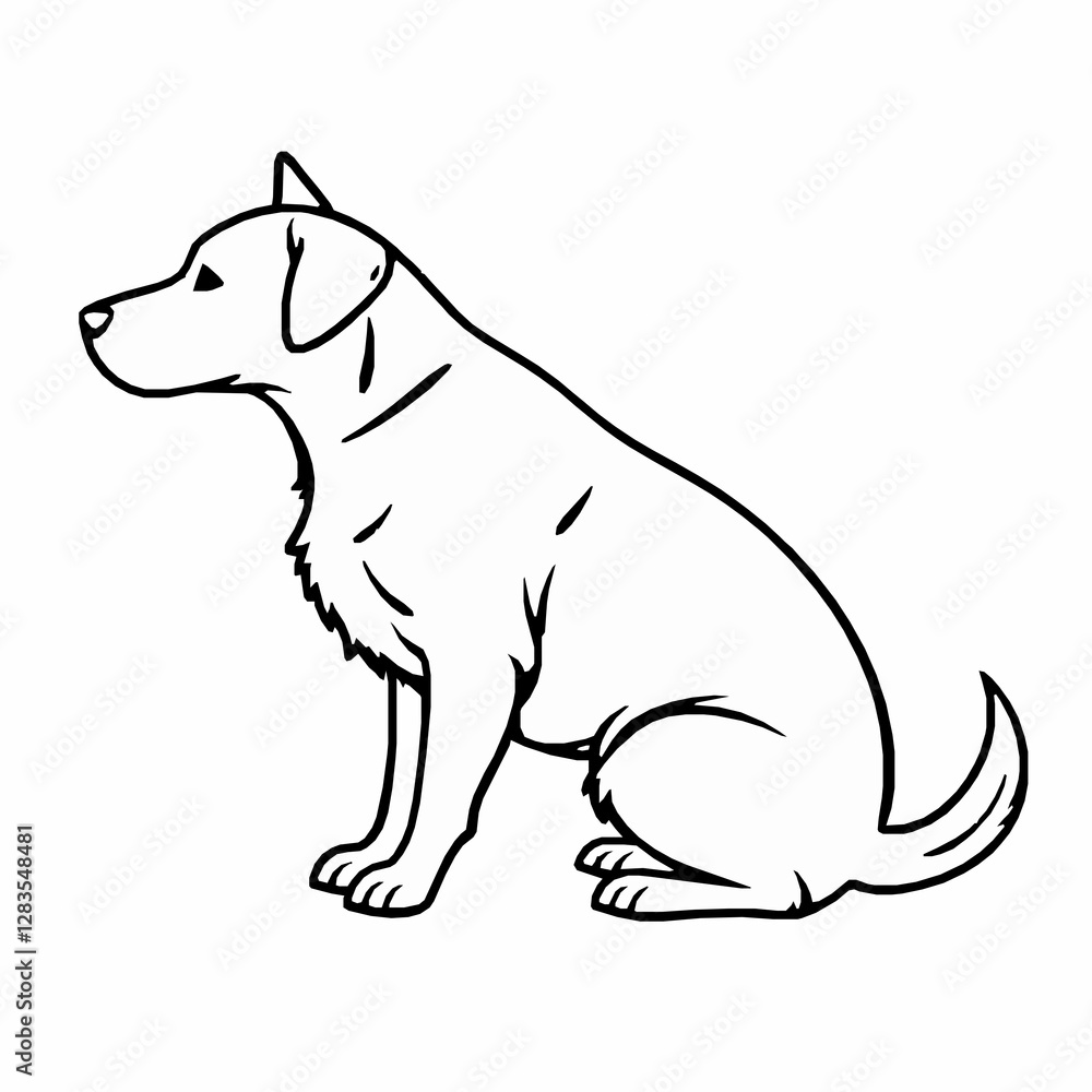 Fototapeta premium Dog Outline Icon, Black Stroke, Editable Vector, Loyal Pet Illustration